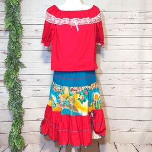 Vintage Sundance Originals Santa Fe Wear Shirt and Skirt Southwest Square Dance